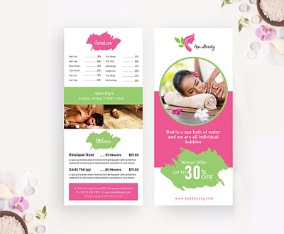 Beauty Spa Rack card booklet brochure business card company profile hair salon rack card saloon spa