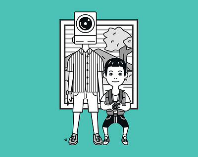 Photographer Brothers art boy brother camera drawing frame illustration photographer photography