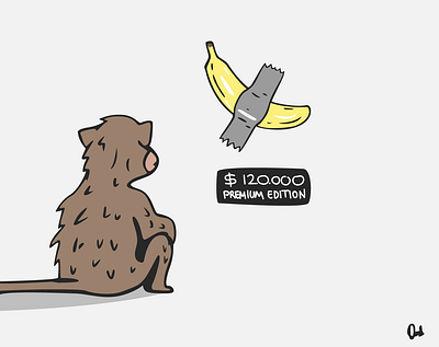 Taped Banana art banana drawing illustration monkey taped