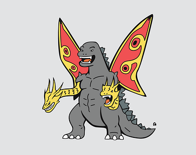 Fusion Godzilla art drawing godzilla illustration japan kaiju king ghidorah monster mothra