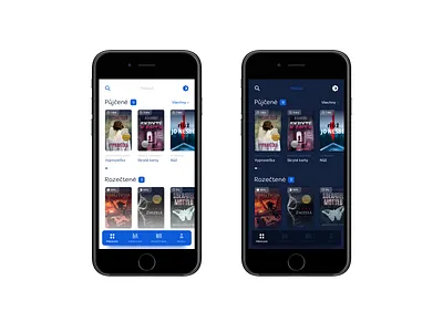 Book Library App Design | UI Challenge 001 app app design apple blue book challenge clean colorofyear dark mode dark ui design digital library sketch sketchapp ui uichallenge ux