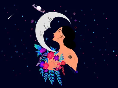 Selenophile (The Moon loves her) first shot firstshot girl girl character girl illustration graphic illustration moon moon and girl