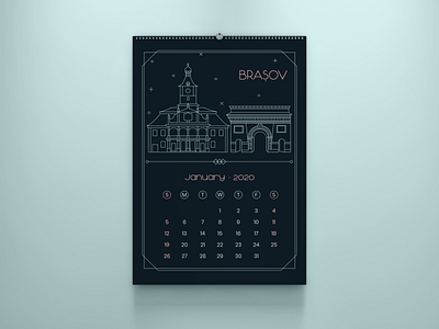 2020 calendar - January 2020 2020 calendar art deco brasov calendar calendar design city illustration design graphic design illustrator print print design prints romania