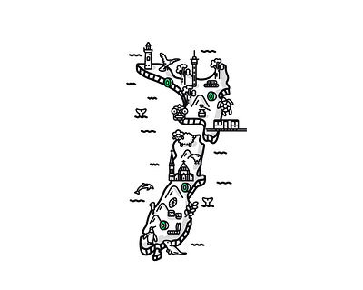 New Zealand Map - Cessabit android animals app app store black and white game game art game design google play illustration ios isometric kiwi map mobile new zealand outline stroke travel ui