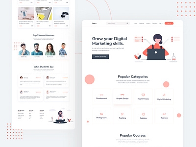 Online Courses - Landing Page Concept branding course courses design digital learning illustration landing landing page concept online courses ui ux web web design website