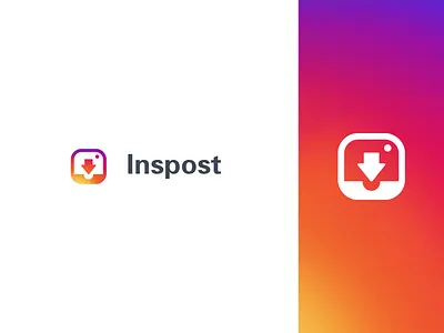 InsPost - photo & video downloader for instagram android app backstage band branding design downlode facebook icon illustration inspost instagram logo picture typography vector 插图 设计