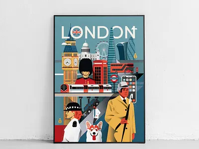 Illustrated - London poster 2d brexit city city illustrated flat illustrated city illustrated poster illustration illustrator london people poster united kingdom vector