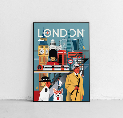 Illustrated - London poster 2d brexit city city illustrated flat illustrated city illustrated poster illustration illustrator london people poster united kingdom vector