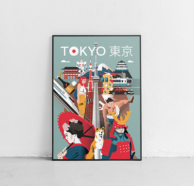 Illustrated - Tokyo poster 2d asia city editorial flat illustrated city illustration illustrator japan japanese japanese art japanese culture poster poster illustrated vector