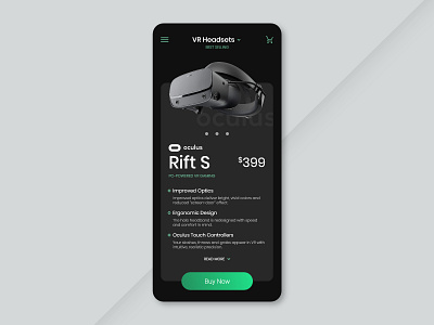 Virtual Reality 073 adobe xd app black button concept design daily ui dailyui dark design green minimalist oculus typogaphy ui ux web xd