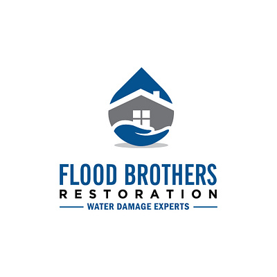 Flood restoration logo branding damage design flood house icon illustration logo repair restoration vector