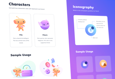 Illustrations & Icons Guideline ai alien app brand branding cards cute desktop gradient graph icons illustration logo machine robot social stats web