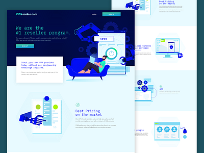 VPN Resellers clean design flat hosting illustration landing page reseller ui ux vector vpn webdesign website