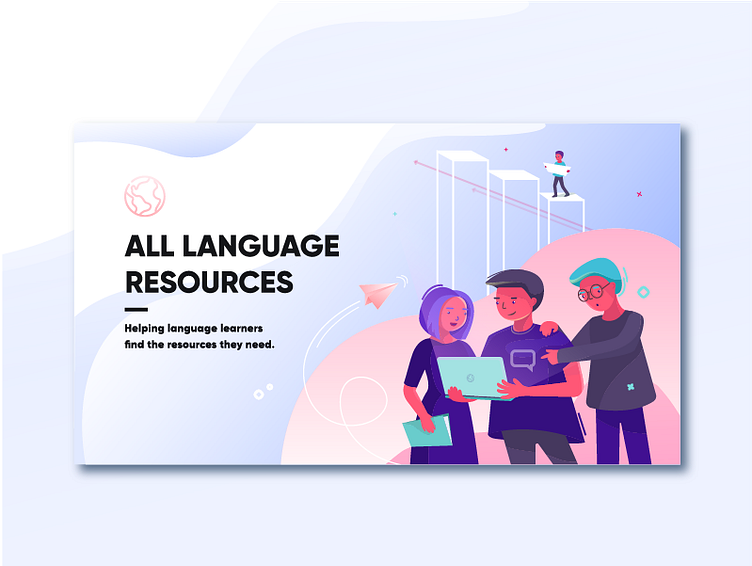 Language learning website banner by Bo Aurora on Dribbble