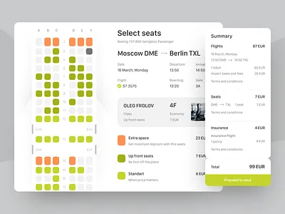 Select Seats (element) boarding design elements flights select seat travel ui web design