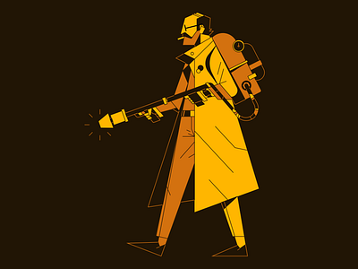 Man with Flamethrower character design flamethrower flat graczyk illustration illustrator outline vector waldek