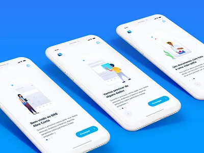 Onboarding para abertura de contas bank banking blue brazil brb finance flat illustration minimalist onboarding product design ui ux