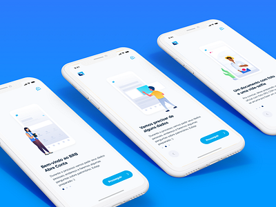 Onboarding para abertura de contas bank banking blue brazil brb finance flat illustration minimalist onboarding product design ui ux