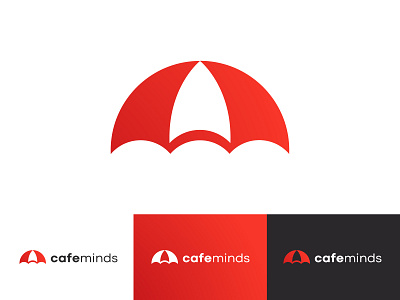 CafeMinds logo concept | Tech Company brand brand identity branding concept design icon logo modern modern logo paul lasson red startup tech technology umbrella