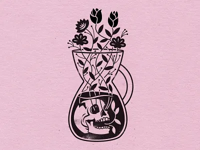 Bring Me Back to Life chemex coffee design flowers illustration pink lemonade skull