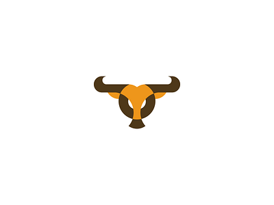 Geometric Bull Logo animal badge bold branding brown bull design emblem flat geometric iconic identity illustration logo modern simple sophisticated strong vector yellow