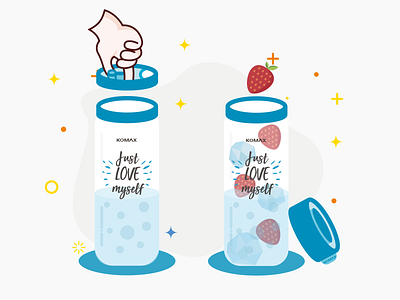 KOMAX project Part 2 - Product in function bottel branding communicate design flat illustration illustrator logo project vector