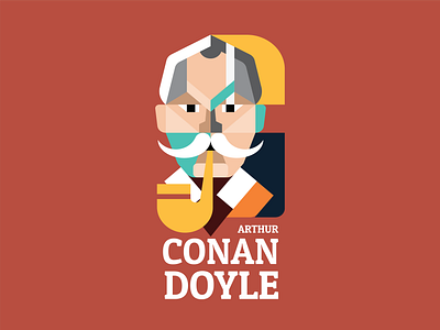 Arthur Conan Doyle 2d abstract arthur conan doyle author book books conan doyle design detector english english book flat geometric illustration minmal portrait sherlock sherlock holmes vector writer