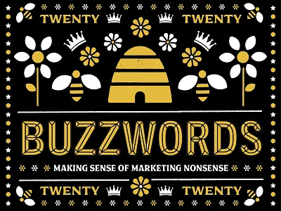 Buzzwords bee black brand edmonton hive icon identity logo marketing pattern queen yellow