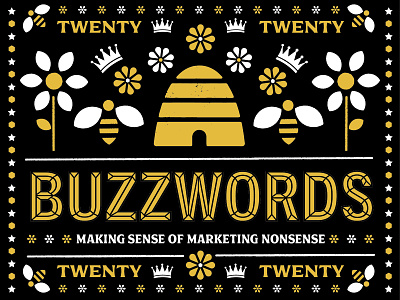Buzzwords bee black brand edmonton hive icon identity logo marketing pattern queen yellow