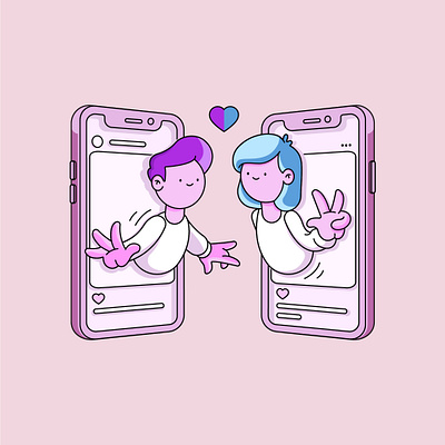 love art character design emotion flat illustration illustrator love phone vector vector art vector illustration