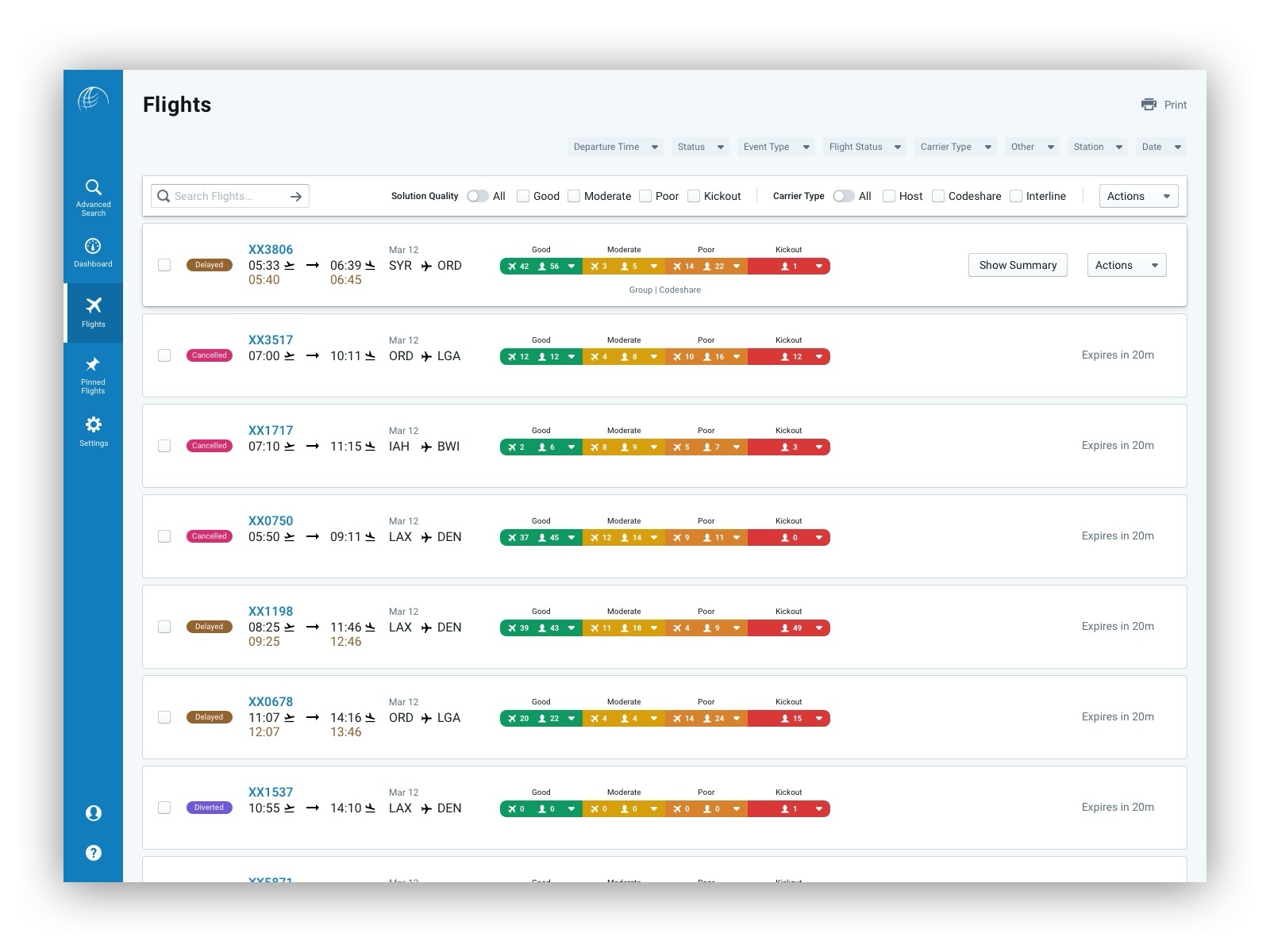 Flight List 2.0 blueprint.js enterprise list sketch