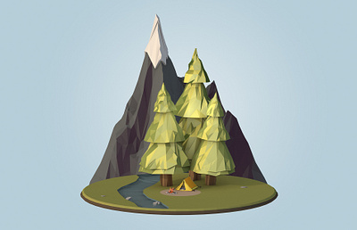 Camping 101 | Lowpoly 3d c4d campfire camping cinema 4d design illustration low poly lowpoly render scene