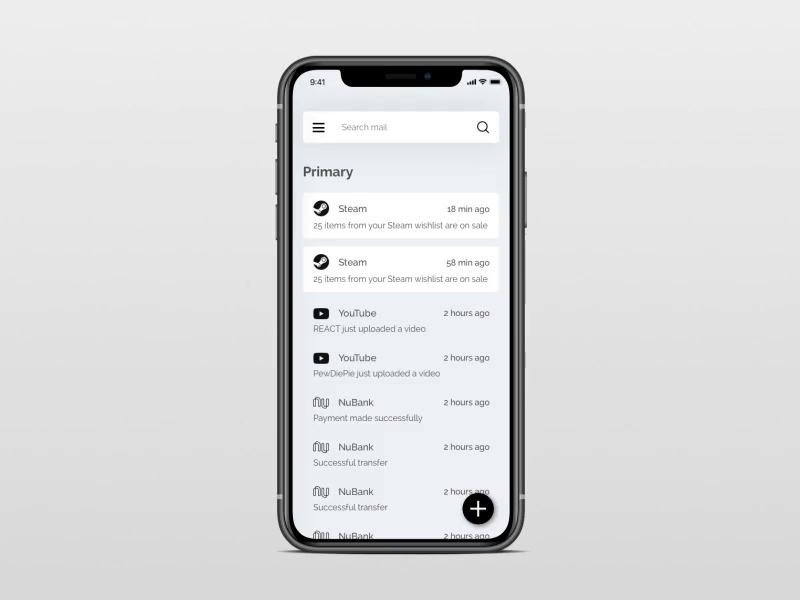 Maily - A clean mail inbox app design app email email design email template list mail mailbox mailer mailing mobile scroll ui uiux ux
