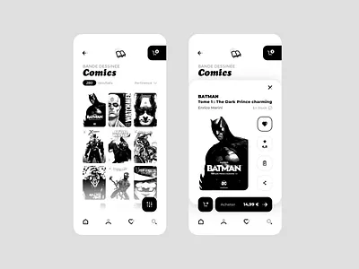 Book Store App - Product Page app batman bd books bookstore clear comics design icon identity logo marini minimalist product reading store ui ux vector white