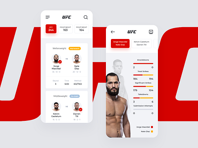 UFC App (Concept) app box diaz fight mma records round statistics ui uidesign uiux