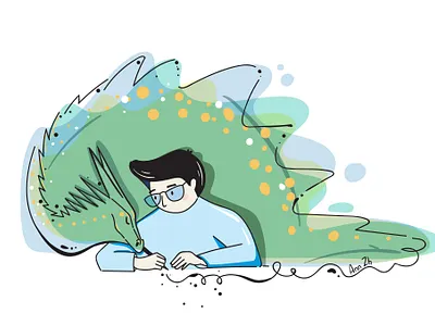 A writer. Vector illustration adobe illustrator design dragon flat flat illustration icon illustration man people ui vector vectorart