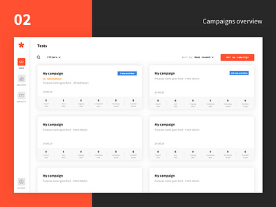 Greps case study - 02 - Test campaigns overview dashboard design interface minimalism product design startup tech typography ui ux web webdesign