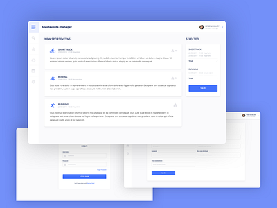 Sportevents Manager admin app dashboard ui ux web design