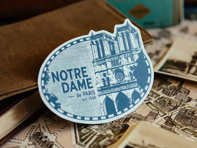Notre Dame Vintage Luggage Sticker france label luggage luggage sticker notre dame paris retro travel vintage