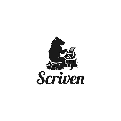 Scriven bear logo silhouette typewriter vintage