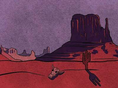 Rugged Desert Scene cactus desert illustration illustrator scene