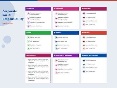 Project : Corporate Social Responsibility - Repository branding creative dailyui design documents download mockup interface ravidelixan repository trending uidesign website