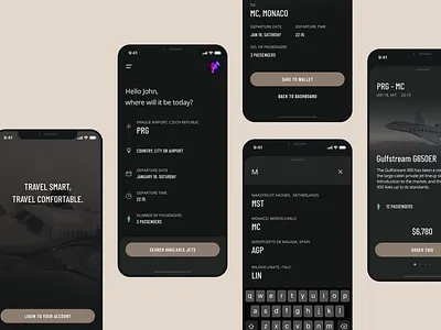 Private Jet App aeroplane airport app ios luxury mobile private jet ui