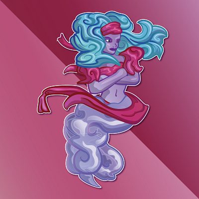 Genie adobe illustrator creature djinn drawing genie illustration jin mythical vector