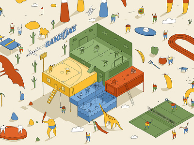 Gameone - Version Two (Unused) baseball bowling characters futsal gameone illustration isometric primary sports swimming