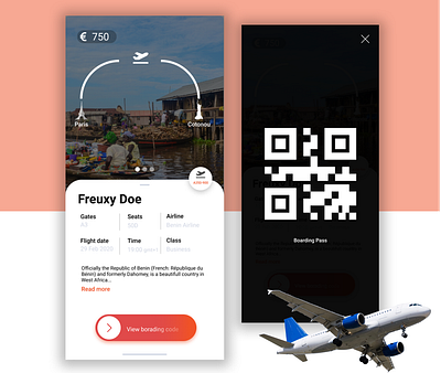 Boarding Pass #dailyui benin cotonou daily ui 001 design figma paris