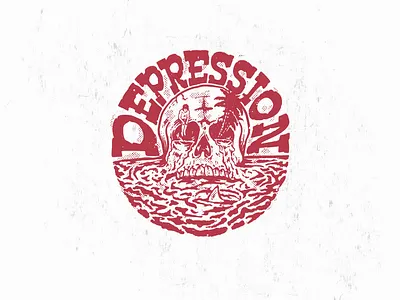 Depression clasic depression graphic design grunge hipster logo retro skull tomieo tropical tshirt design vector vintage