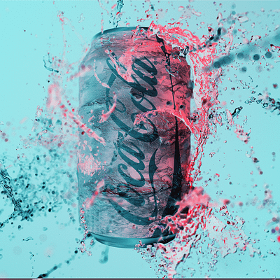 Can of Coke branding can cgi coca cola fluid illustration liquid logo simulation splash