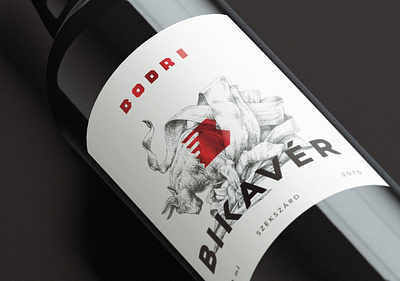 Bikavér wine label design for Bodri Winery branding graphic design illustration mihály molnár wine label