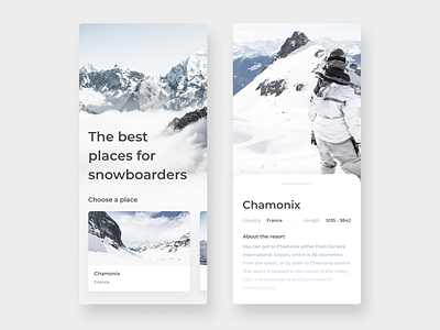 Mobile app - The best places for snowboarders app app design application clean clean ui complex complex ui creative design minimal mobile ui ux web web design webdesign website design